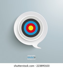 Speech bubble with target on the grey background. Eps 10 vector file.