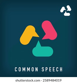 Speech bubble team design. Unique conference design. Collaboration and development company design.