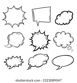 Speech bubble templates black white hand drawn shapes
