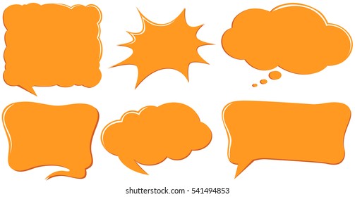 Speech bubble templates in orange color illustration