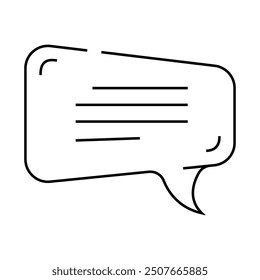 Burbuja de discurso Vector de línea testimonial. signo testimonial de la burbuja de discurso. símbolo de contorno aislado Ilustración negra