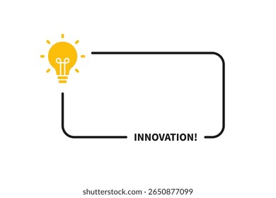 Speech bubble with text innovation symbol of creativity new ideas and forward thinking concept illustration for business and technology
