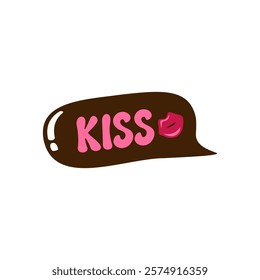 Speech bubble with text. Kiss. ​​Happy Valentine's Day, declaration of love. Vector illustration.