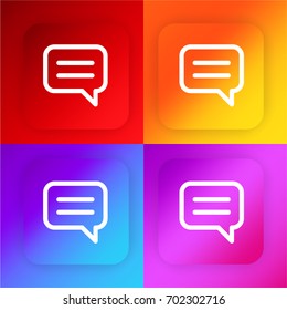 Speech bubble with text lines four color gradient app icon set