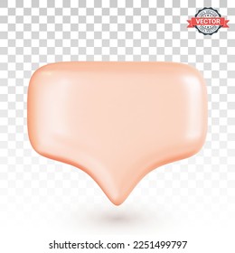 Speech bubble or text message icon isolated on a transparent background. Realistic 3D vector illustration