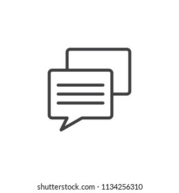 Speech bubble text outline icon. linear style sign for mobile concept and web design. Conversation simple line vector icon. Symbol, logo illustration. Pixel perfect vector graphics