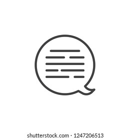 Speech bubble text outline icon. linear style sign for mobile concept and web design. Chat commentary simple line vector icon. Communication symbol, logo illustration. Pixel perfect vector graphics