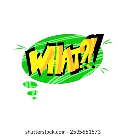 Balão de fala com texto O que no fundo branco no estilo dos anos 90. Ilustração vetorial, elementos vetoriais de boom bang dos quadrinhos