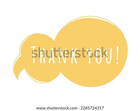 Speech bubble thank you. Yellow cloud with text, thank you. Good and positive emotions. Communication and discussion. Poster or banner for website. Cartoon flat vector illustration