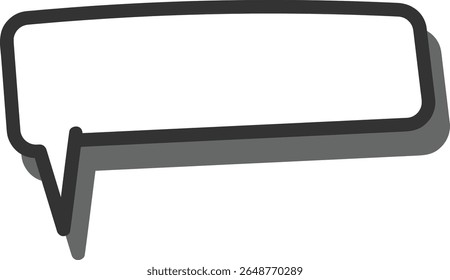 Uma bolha de fala com um contorno grosso e sombra em um estilo limpo. O balão de fala apresenta uma borda em negrito e efeito de sombra projetada. Ilustração de vetor de desenhos animados.