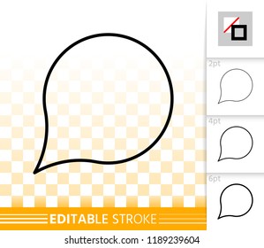 Speech Bubble thin line icon. Outline web comic tell sign. Chat Communication linear pictogram different stroke width. Simple vector symbol, transparent Speech Bubble editable stroke icon without fill