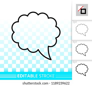 Speech Bubble thin line icon. Outline web comic tell sign. Chat Communication linear pictogram different stroke width. Simple vector symbol, transparent Speech Bubble editable stroke icon without fill
