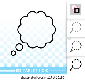 Speech bubble thin line icon. Outline comic tell sign. Chat linear pictogram with different stroke width. Simple vector transparent symbol. Clean web banner editable stroke icons without fill