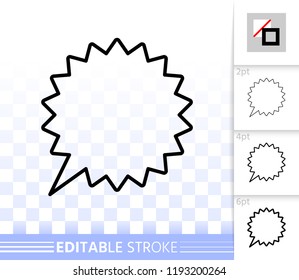 Speech bubble thin line icon. Outline comic tell sign. Chat linear pictogram with different stroke width. Simple vector transparent symbol. Clean web banner editable stroke icons without fill