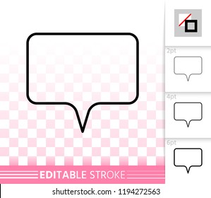 Speech bubble thin line icon. Outline comic tell sign. Chat linear pictogram with different stroke width. Message simple vector transparent symbol. Clean web banner editable stroke icons without fill