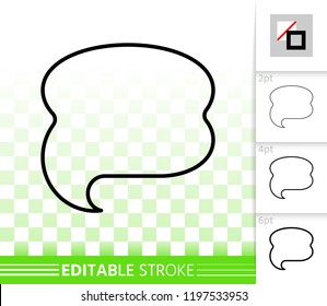 Speech Bubble thin line icon. Outline web sign of comic tell. Chat message linear pictogram with different stroke width. Simple vector symbol, transparent background. Editable stroke icon without fill