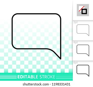 Speech bubble thin line icon. Outline comic tell sign. Chat linear pictogram with different stroke width. Message simple vector transparent symbol. Clean web banner editable stroke icons without fill