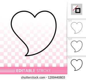 Speech bubble thin line icon. Outline comic tell sign. Chat linear pictogram with different stroke width. Message simple vector transparent symbol. Clean web banner editable stroke icons without fill