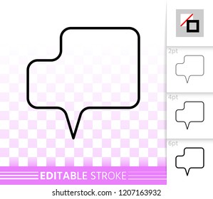 Speech bubble thin line icon. Outline comic tell sign. Chat linear pictogram with different stroke width. Message simple vector transparent symbol. Clean web banner editable stroke icons without fill