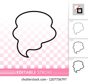 Speech bubble thin line icon. Outline comic tell sign. Chat linear pictogram with different stroke width. Message simple vector transparent symbol. Clean web banner editable stroke icons without fill