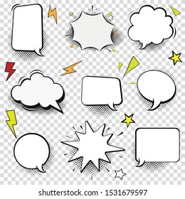 Speech bubble thin line icon set Outline web sign of comic tell. Pop art, comics, chat linear customer dialog icons empty template, clean label Simple speech bubble symbol isolated vector Illustration