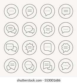 Speech bubble thin line icon set