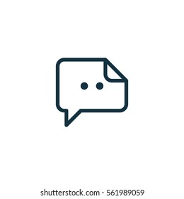 speech bubble thin, line icon on white background; isolated flat