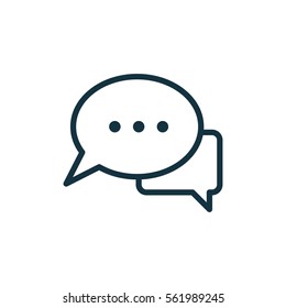 speech bubble thin, line icon on white background; isolated flat