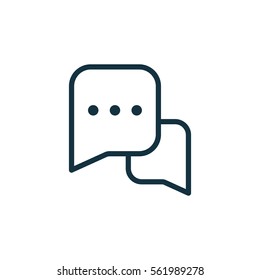 speech bubble thin, line icon on white background; isolated flat