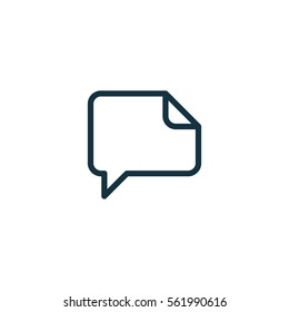 speech bubble thin, line icon on white background; isolated flat