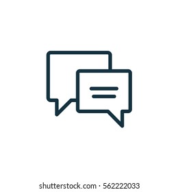 speech bubble thin, line icon on white background; isolated flat