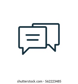 speech bubble thin, line icon on white background; isolated flat