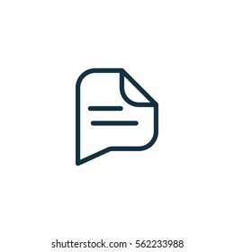 speech bubble thin, line icon on white background; isolated flat