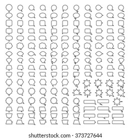 Speech bubble thin line icons on white background. Vector illustration