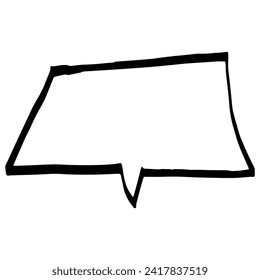 Speech bubble thin line sketch. Communication chat linear illustration of customer dialogue, blank template, blank label. Simple speech bubble symbol isolated