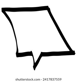Speech bubble thin line sketch. Communication chat linear illustration of customer dialogue, blank template, blank label. Simple speech bubble symbol isolated