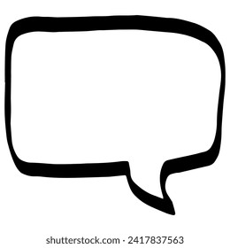 Speech bubble thin line sketch. Communication chat linear illustration of customer dialogue, blank template, blank label. Simple speech bubble symbol isolated