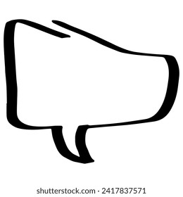 Speech bubble thin line sketch. Communication chat linear illustration of customer dialogue, blank template, blank label. Simple speech bubble symbol isolated
