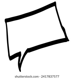 Speech bubble thin line sketch. Communication chat linear illustration of customer dialogue, blank template, blank label. Simple speech bubble symbol isolated