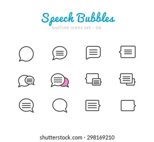 Speech bubble thin linear icons set  for web and mobile application. Chat pictograms