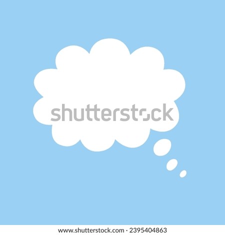 Speech bubble. Thinking sign, chatting box or message box. Cartoon cloud or empty dialog frame on blue background. Vector isolated illustration.