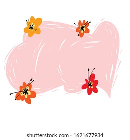 Speech bubble and thought balloon. Hand drawn. Vector. Flowers 