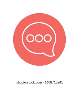 speech bubble with three dots icon over white background, line block style, vector illustration