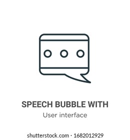 Speech bubble with three dots inside outline vector icon. Thin line black speech bubble with three dots inside icon, flat vector simple element illustration from editable user interface concept 