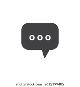 Speech bubble with three dots vector icon. filled flat sign for mobile concept and web design. Chat message glyph icon. Online chat symbol, logo illustration. Vector graphics