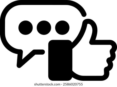 Speech Bubble with Thumbs-Up Icon – Messaging, Communication, Positive Feedback, Social Media Vector Illustration