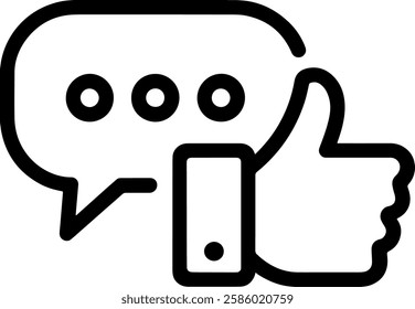 Speech Bubble with Thumbs-Up Icon – Messaging, Communication, Positive Feedback, Social Media Vector Illustration