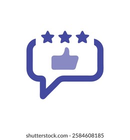 Speech bubble with a thumbs-up and rating stars