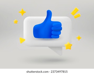 Speech bubble with thumbsup symbol. 3d vector illustration
