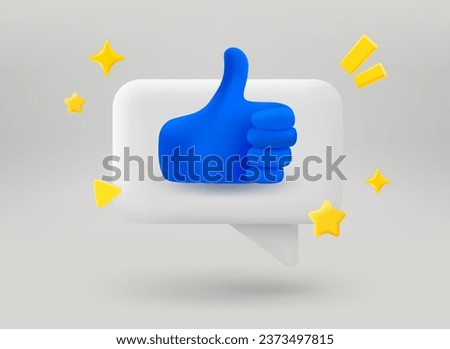 Speech bubble with thumbsup symbol. 3d vector illustration
